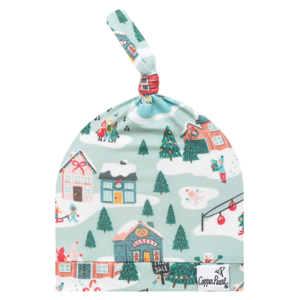 Top Knot Hat - Snowy Slopes