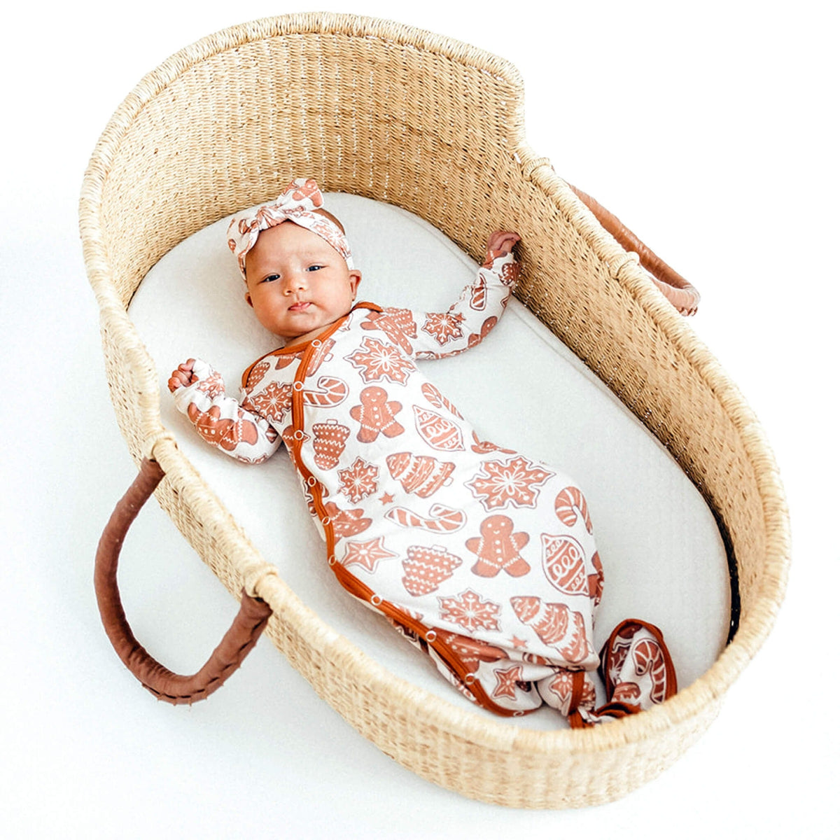 Newborn Knotted Gown - Gingerbread