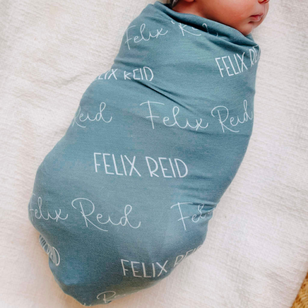 Personalized Baby Name Swaddle Blanket - Teal