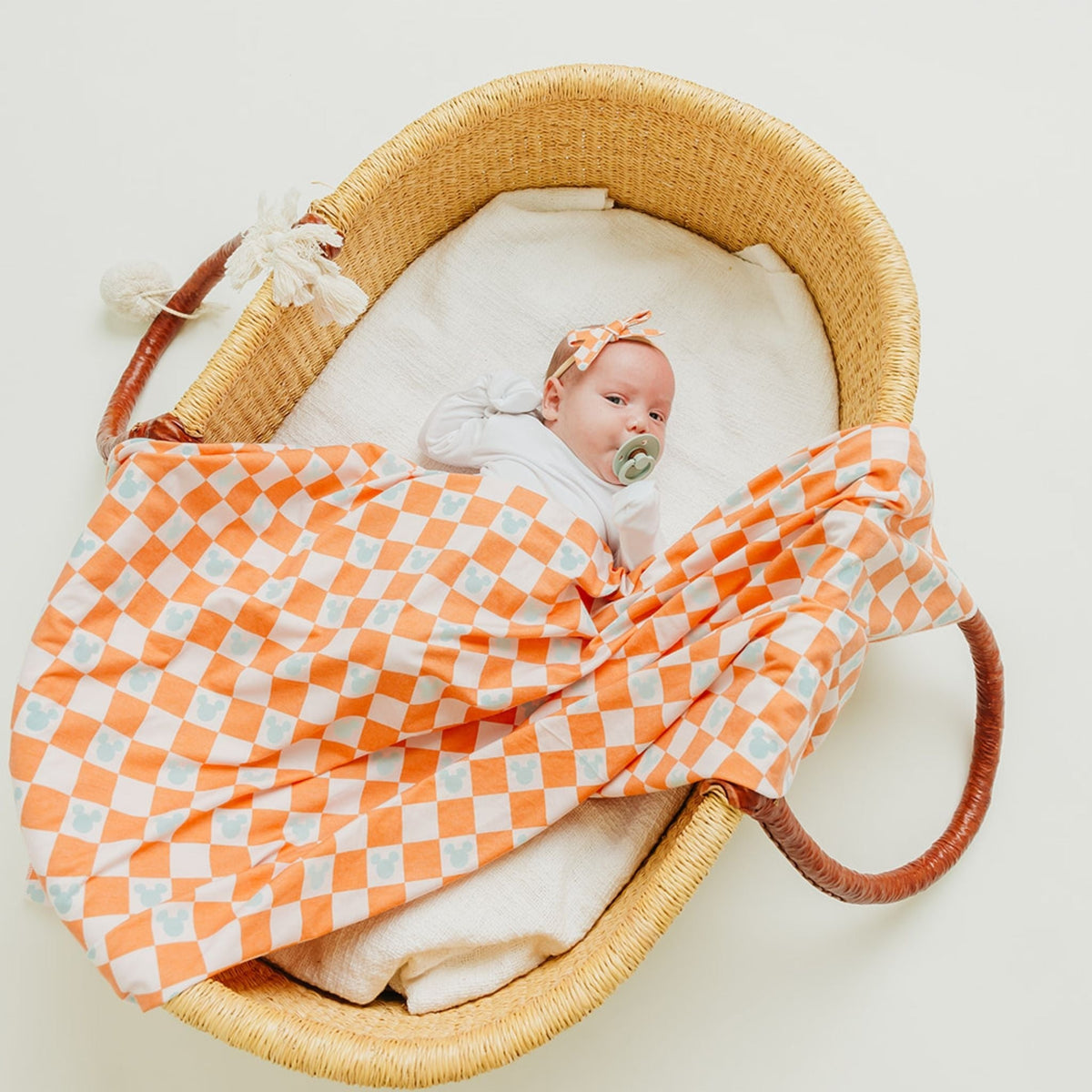 Ribbon Baby Bow - Mickey Mouse Check