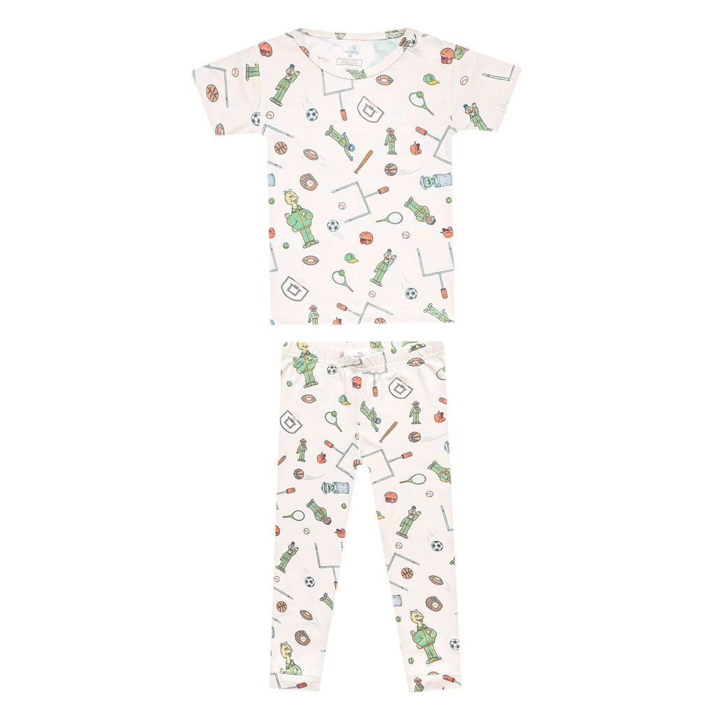 2pc Short Sleeve Pajamas with Pants - Sesame Street Varsity Friends