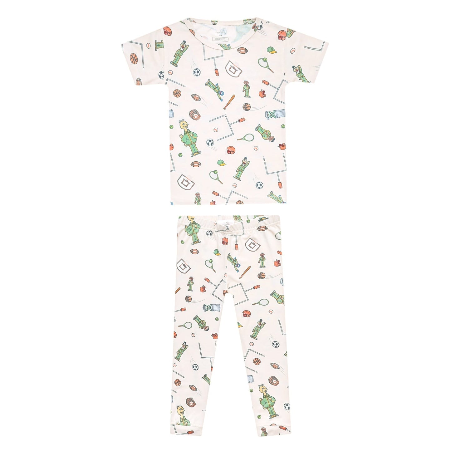 2pc Short Sleeve Pajamas with Pants - Sesame Street Varsity Friends
