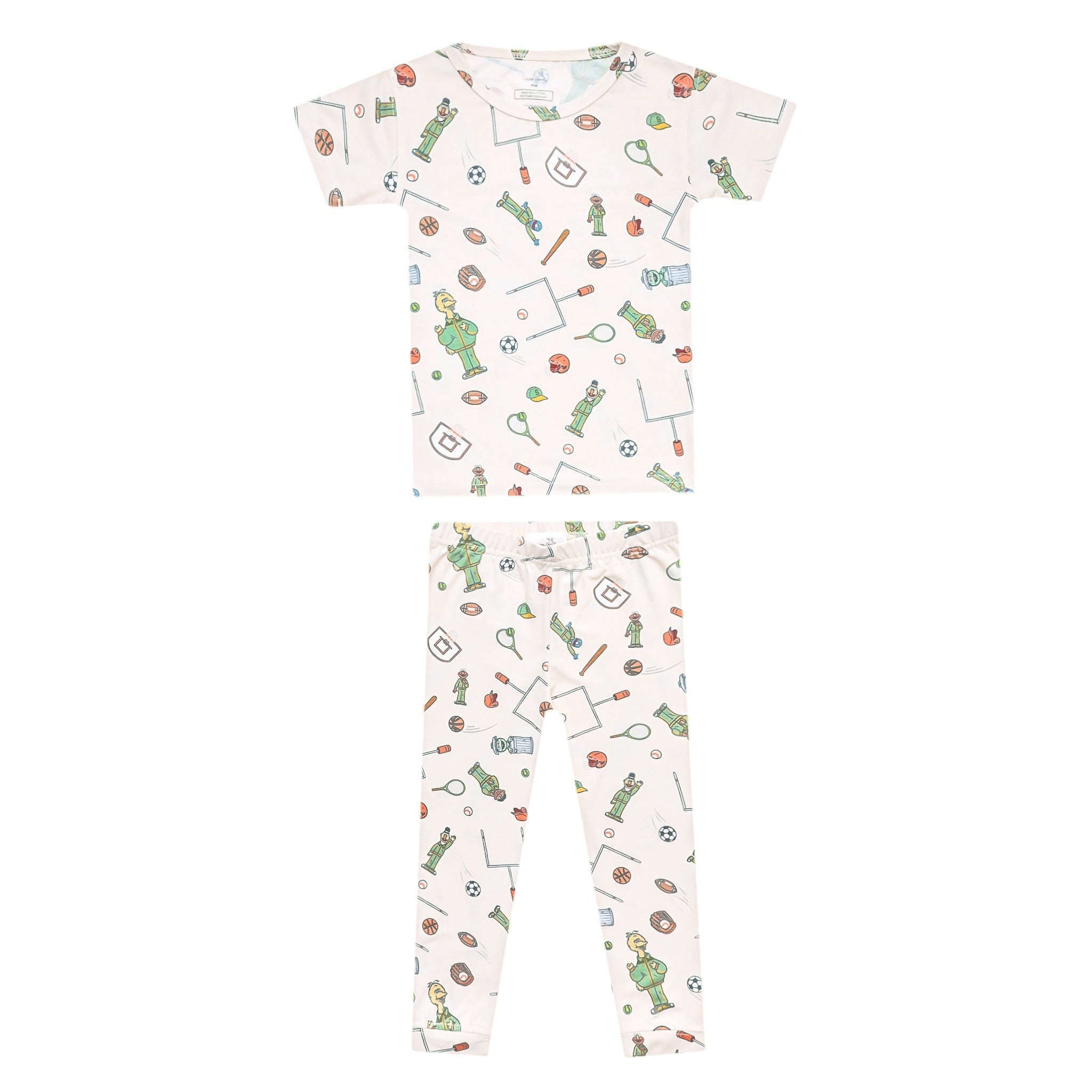 2pc Short Sleeve Pajamas with Pants - Sesame Street Varsity Friends