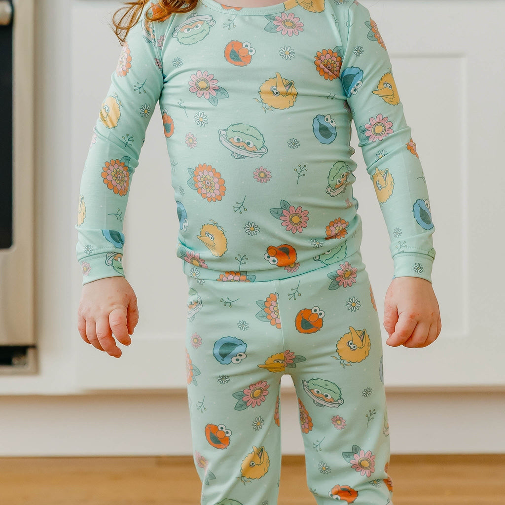 2pc Long Sleeve Pajama Set - Sesame Street Retro Floral