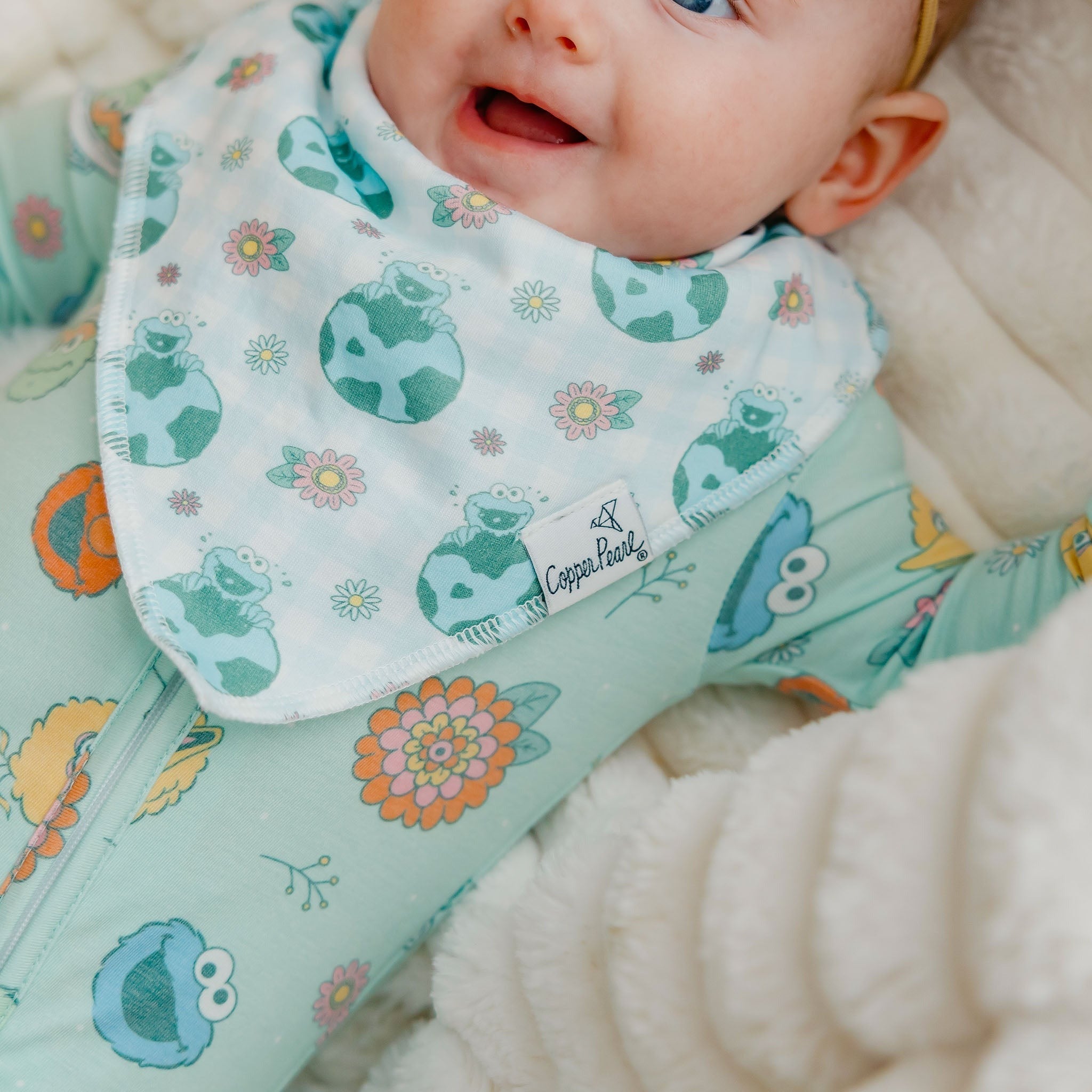 4 Pack Baby Bandana Bibs - Sesame Street Retro Floral