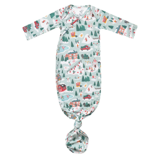 Newborn Knotted Gown - Snowy Slopes
