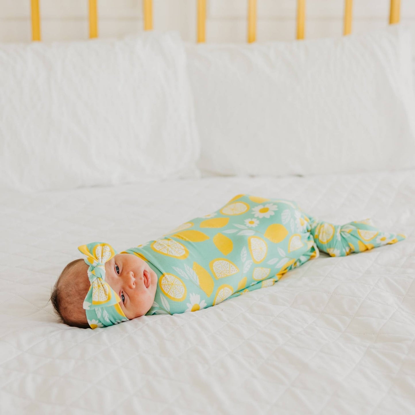 Knit Headband Bow - Lemon