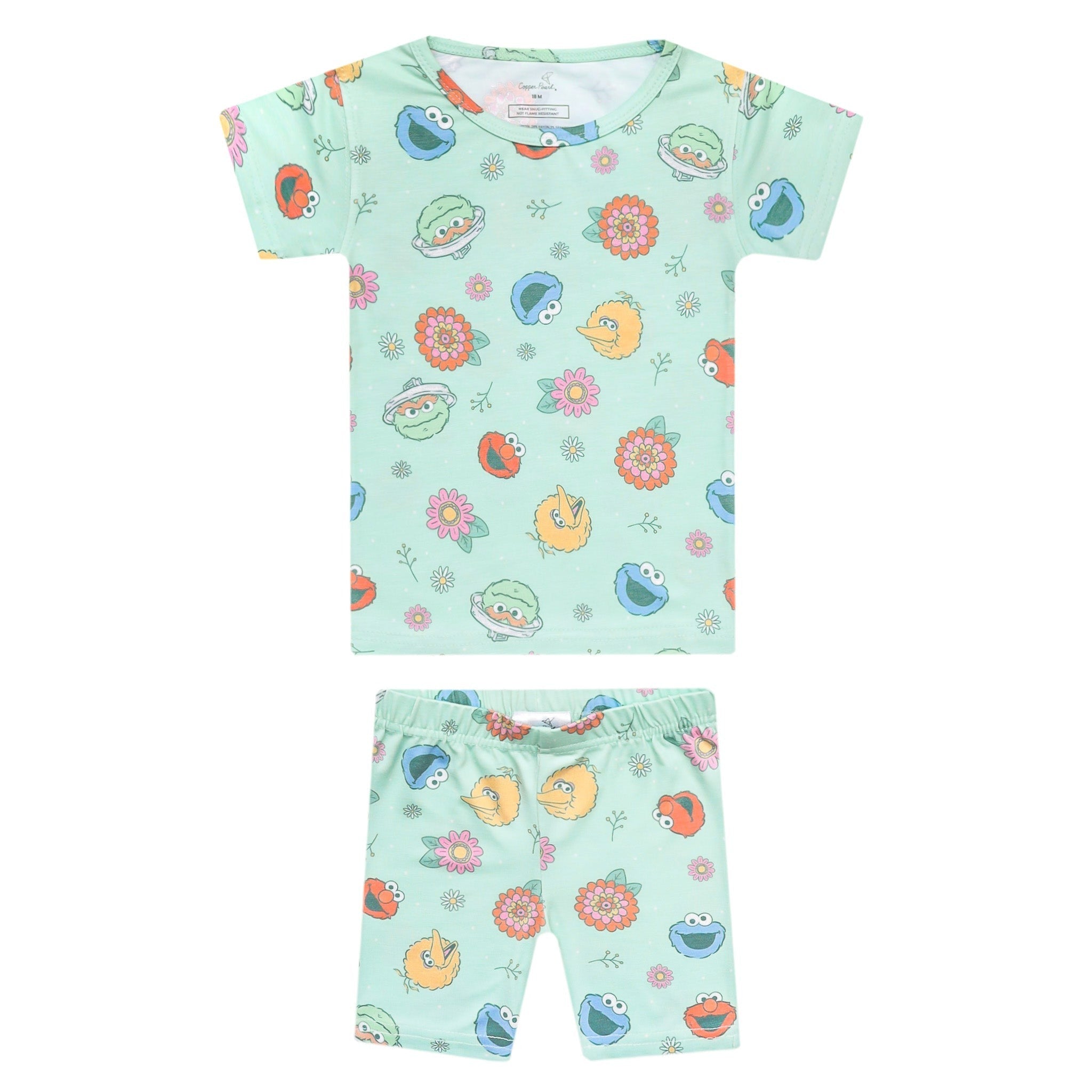 2pc Short Sleeve Pajama Set - Sesame Street Retro Floral