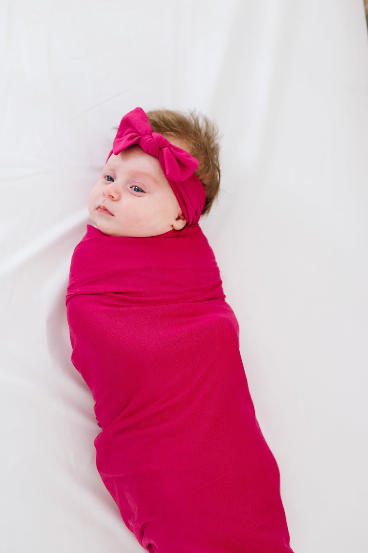 Knit Headband Bow - Raspberry
