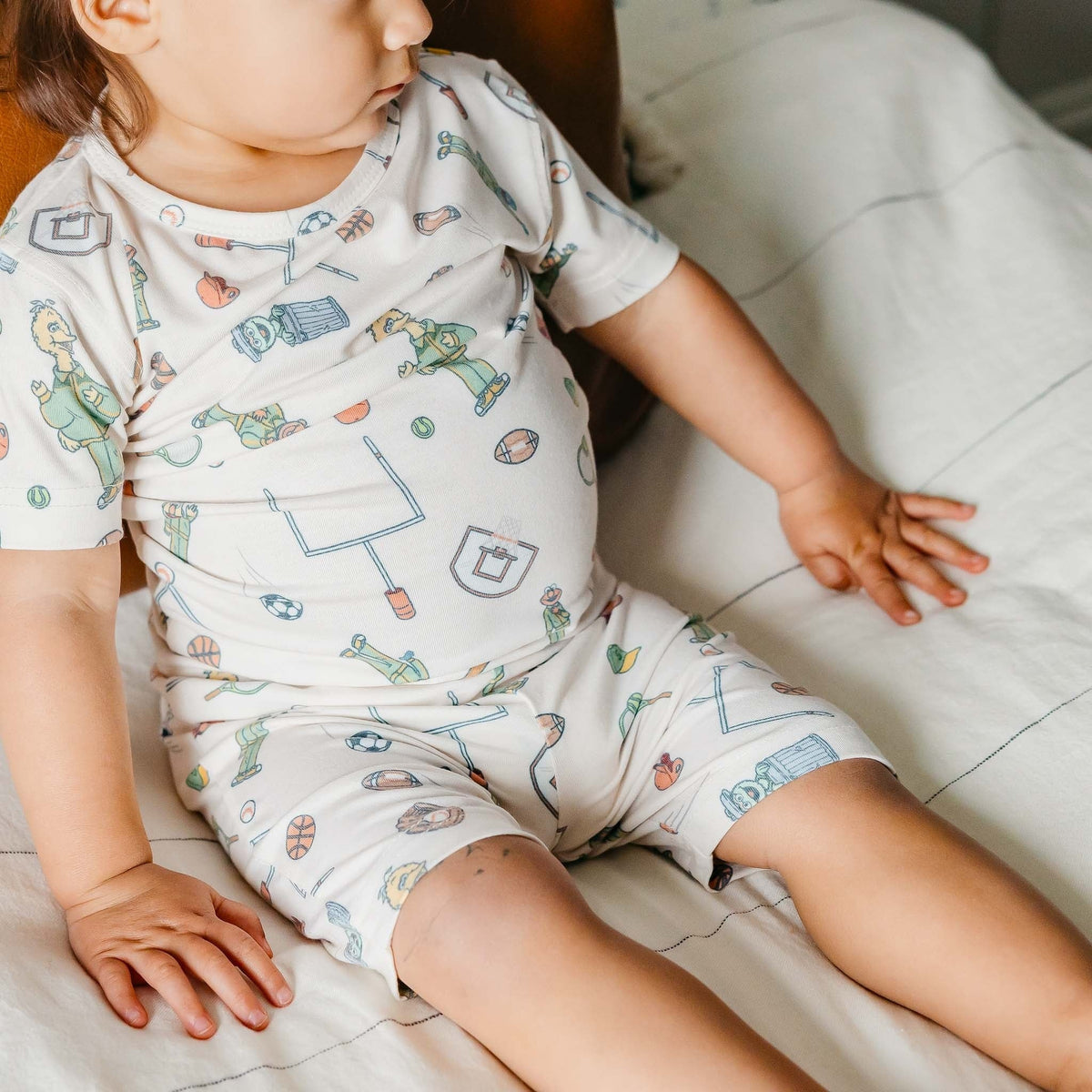2pc Short Sleeve Pajama Set - Sesame Street Varsity Friends