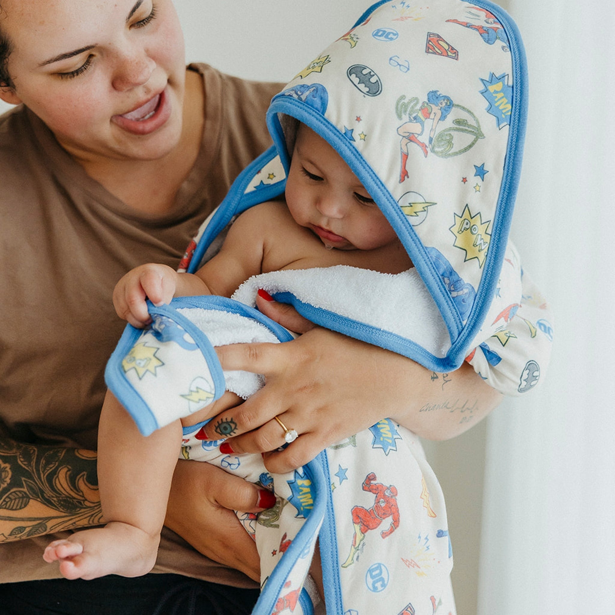 Premium Baby Knit Hooded Towel - Justice League