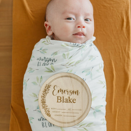 Personalized Wooden Announcement Sign - Olive Branch