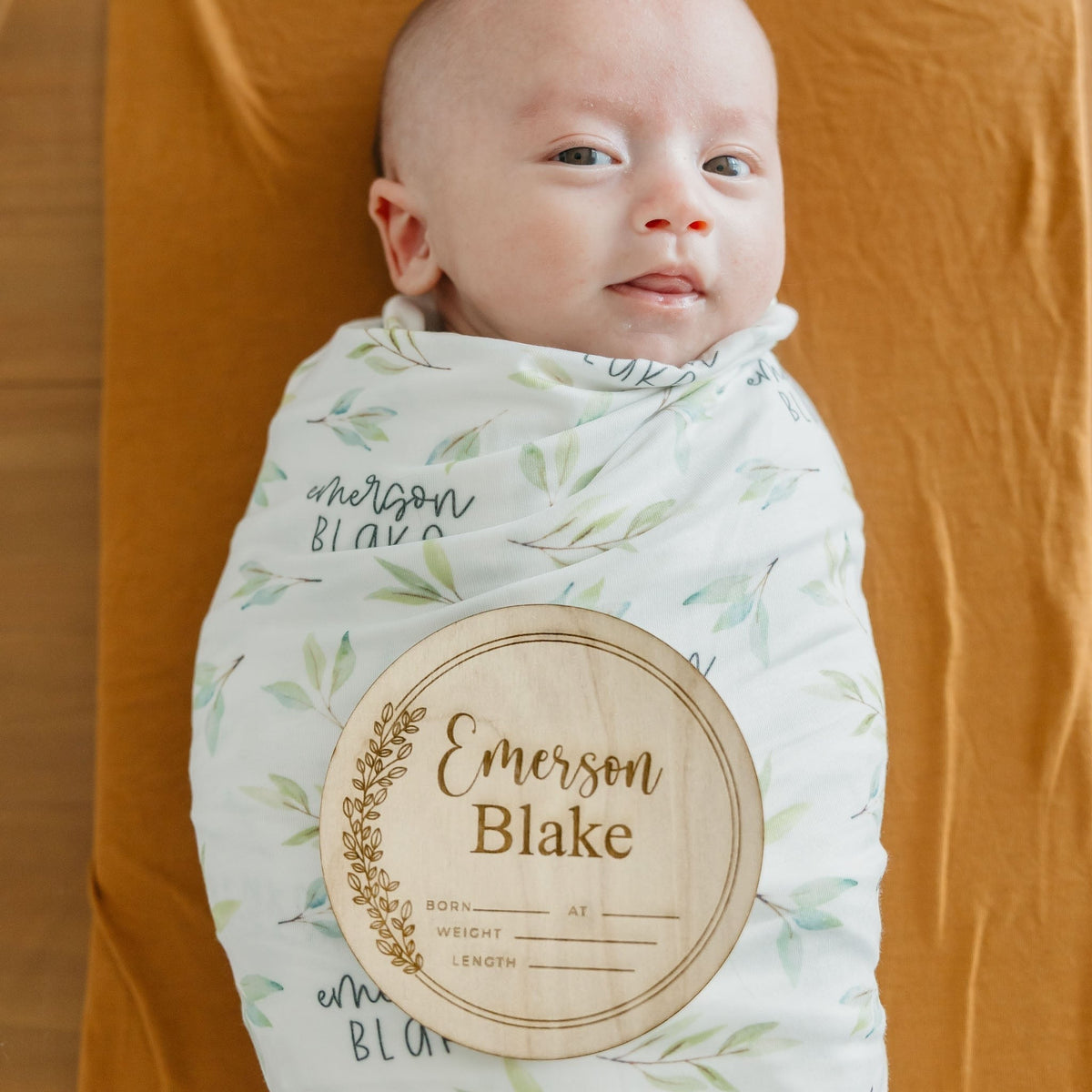 Personalized Wooden Announcement Sign - Olive Branch
