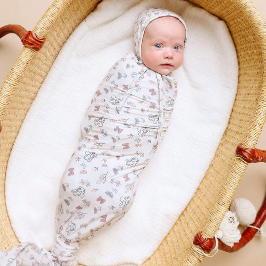 Knit Swaddle Blanket - Minnie Mouse's Bowquet