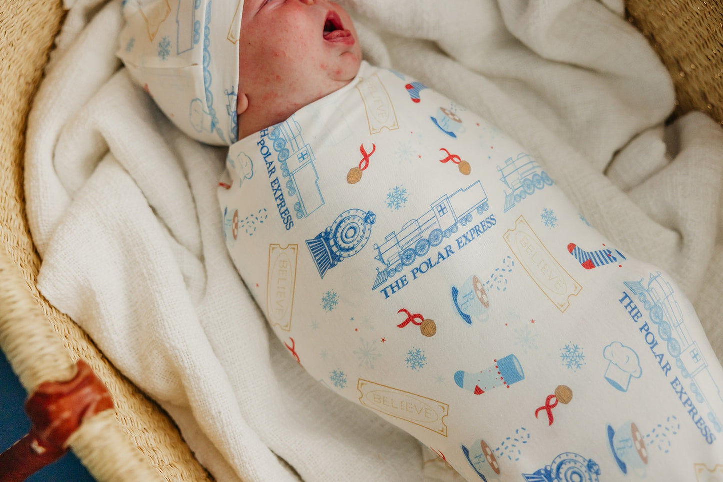 Knit Swaddle Blanket - The Polar Express