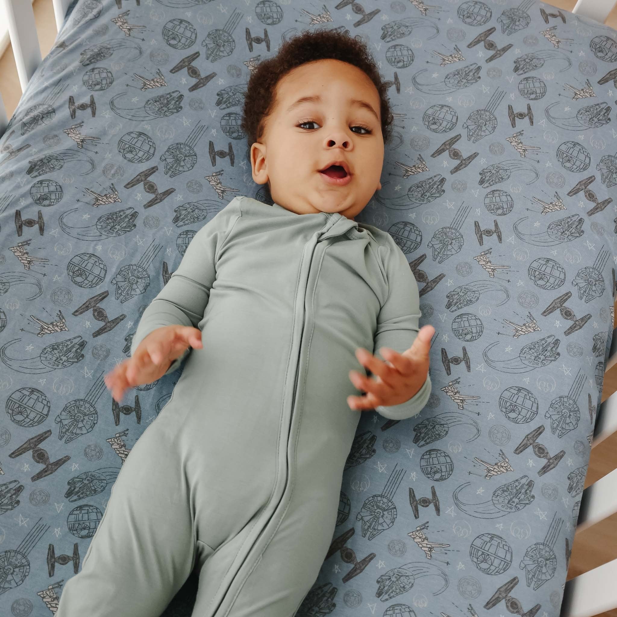 Premium Knit Fitted Crib Sheet - Starships