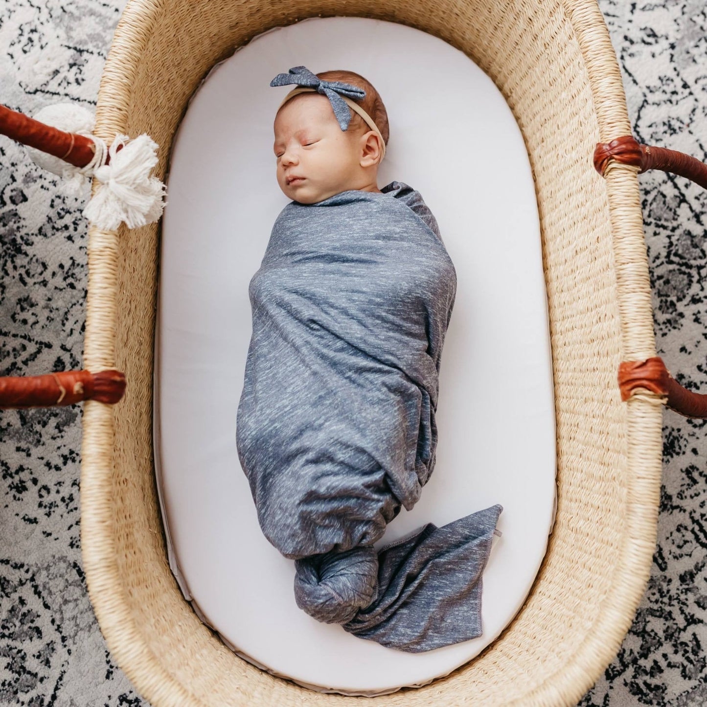 Ribbon Baby Bow - Denim