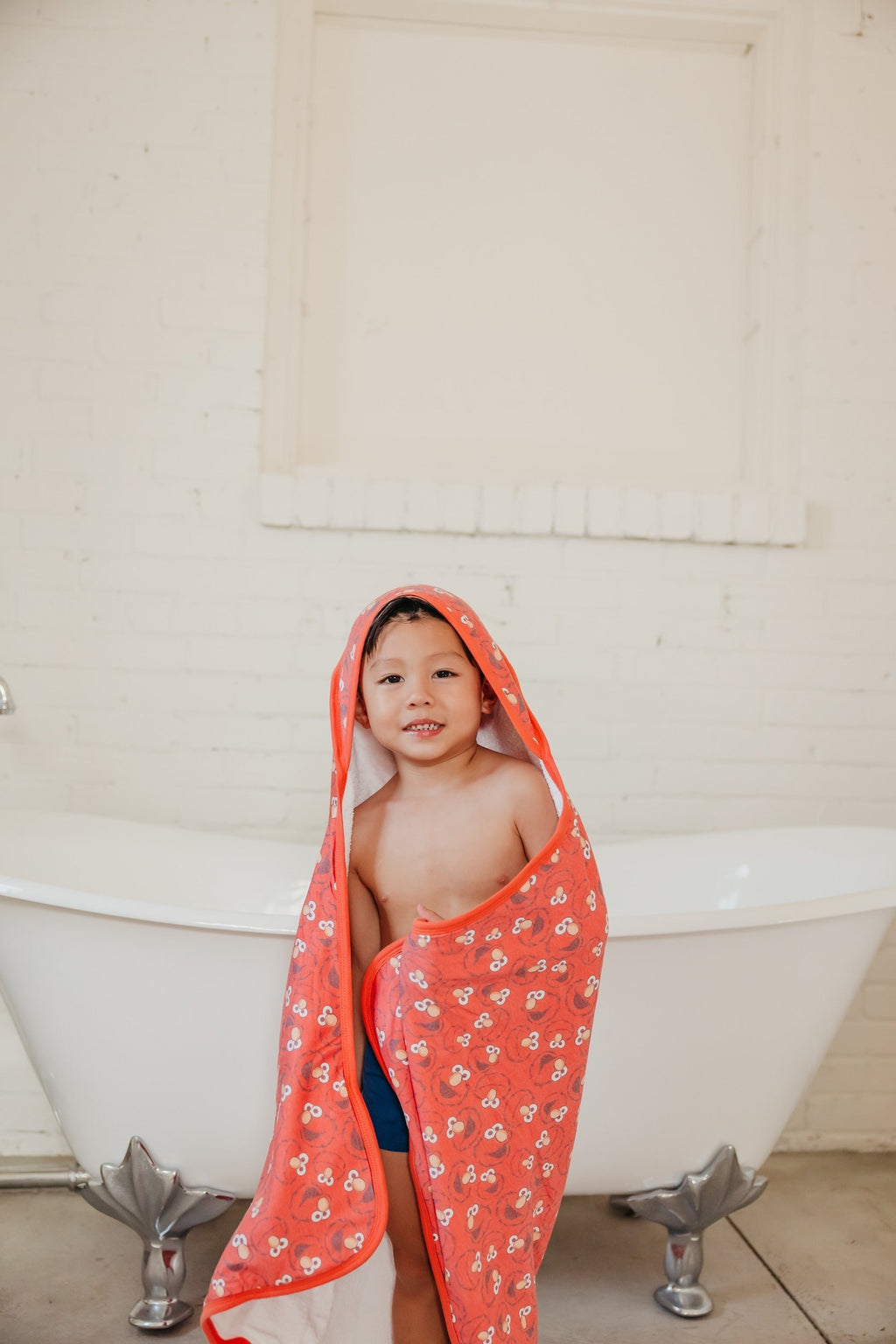 Premium Baby Knit Hooded Towel - Elmo