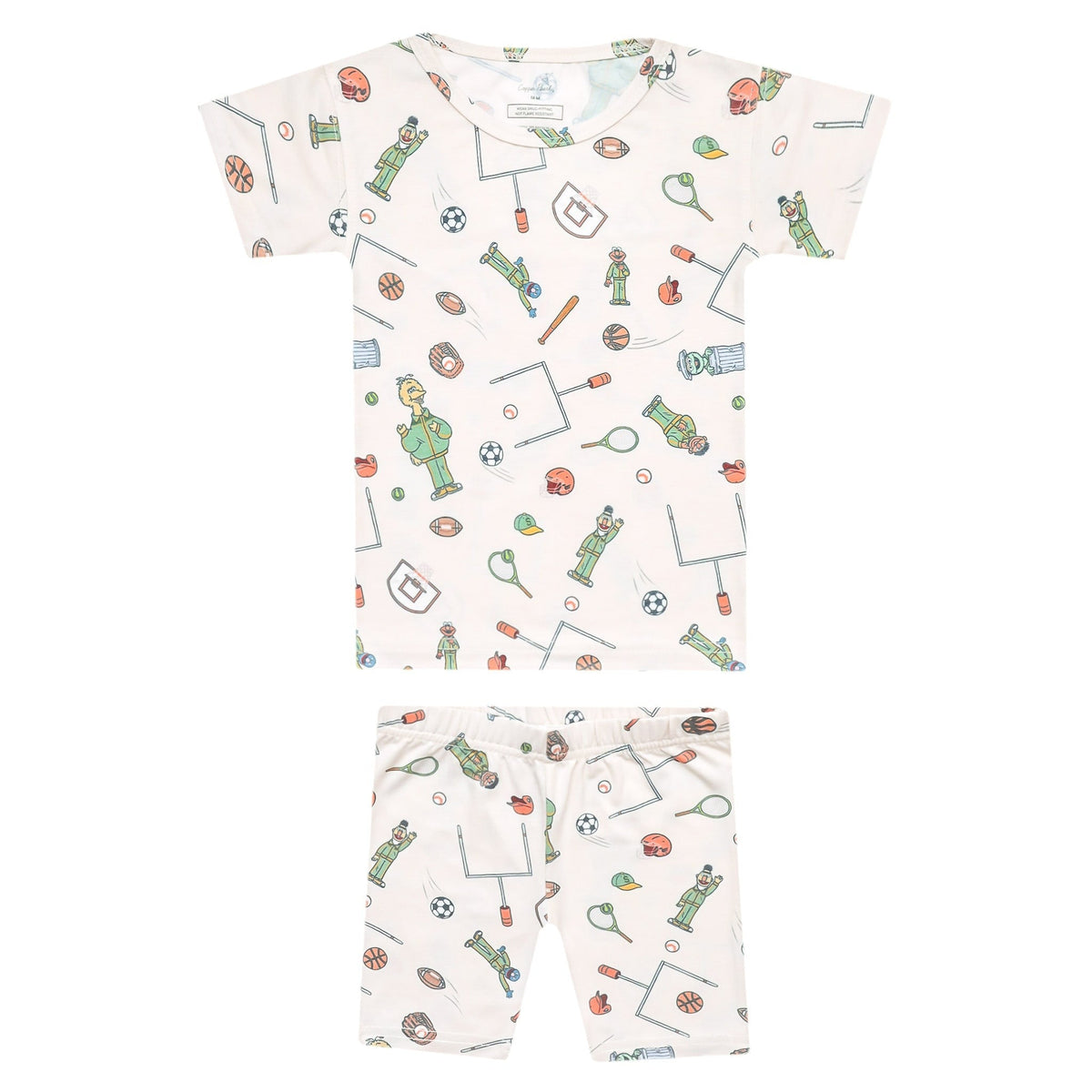 2pc Short Sleeve Pajama Set - Sesame Street Varsity Friends
