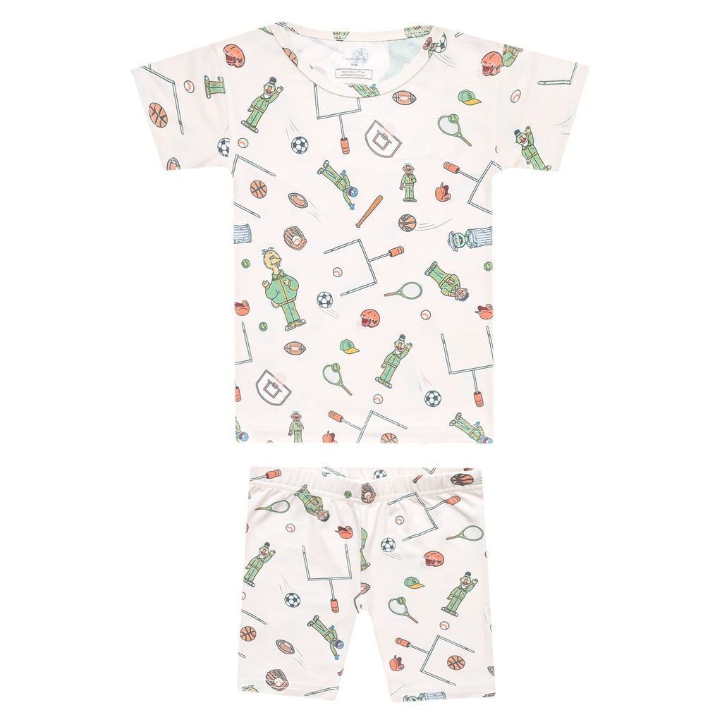 2pc Short Sleeve Pajama Set - Sesame Street Varsity Friends