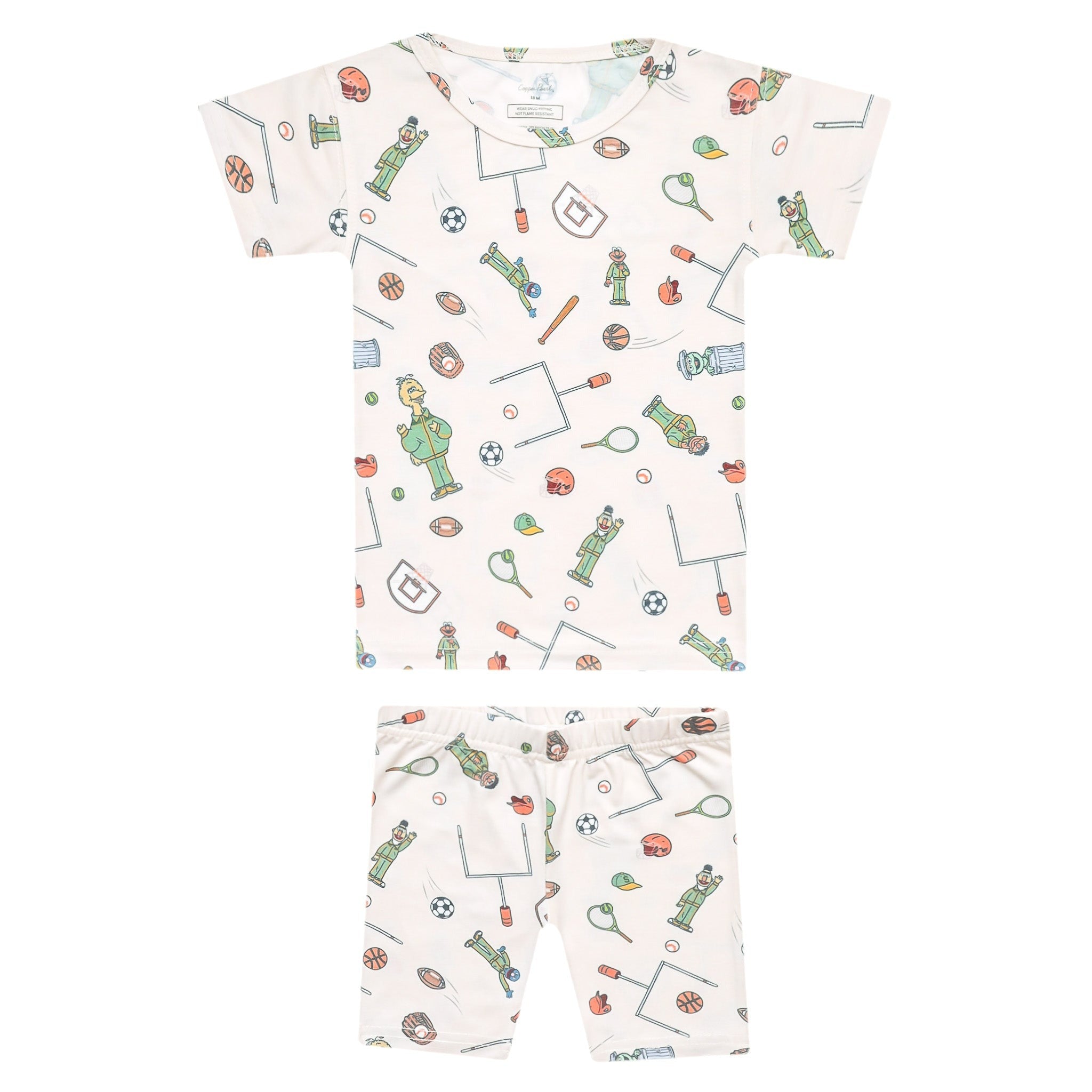 2pc Short Sleeve Pajama Set - Sesame Street Varsity Friends