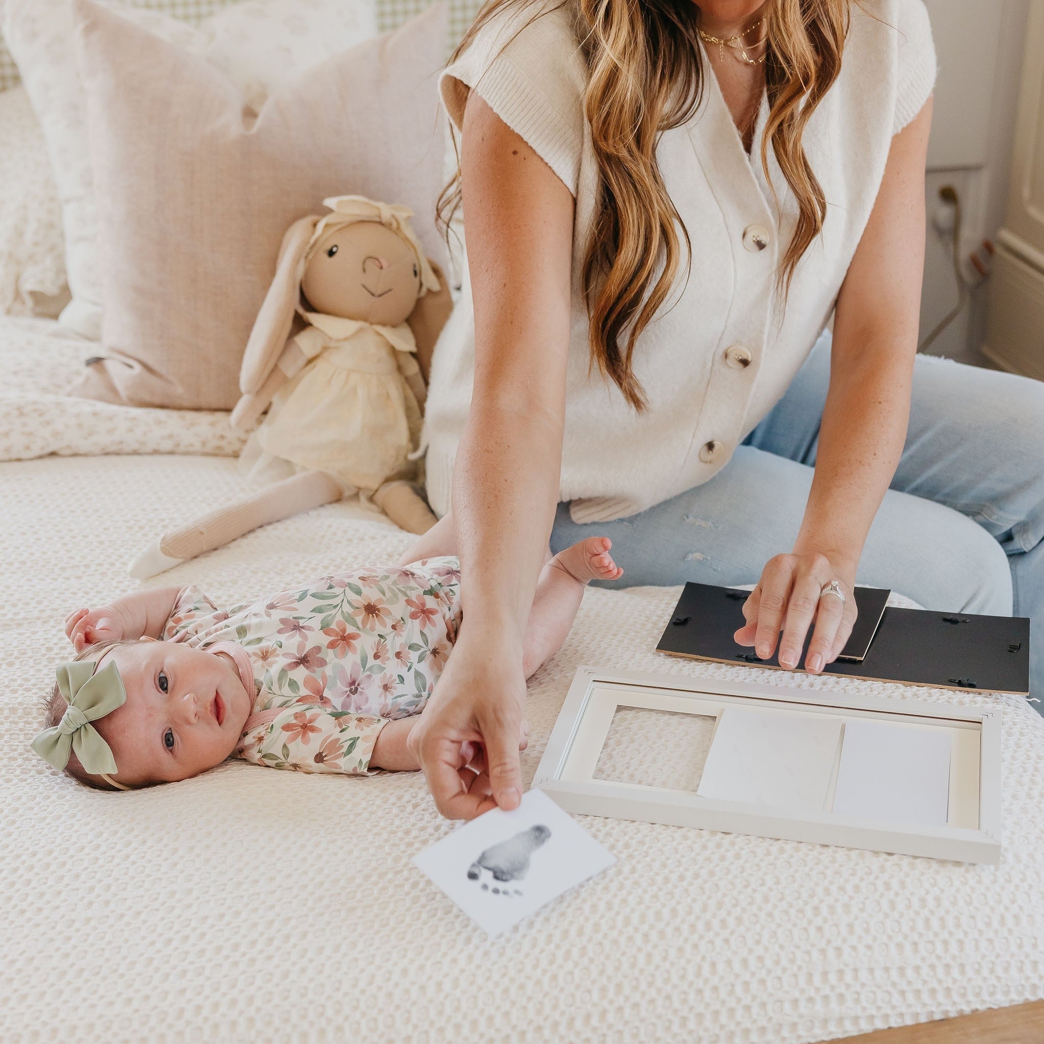 Matte White DIY Handprint & Footprint Kit with Frame