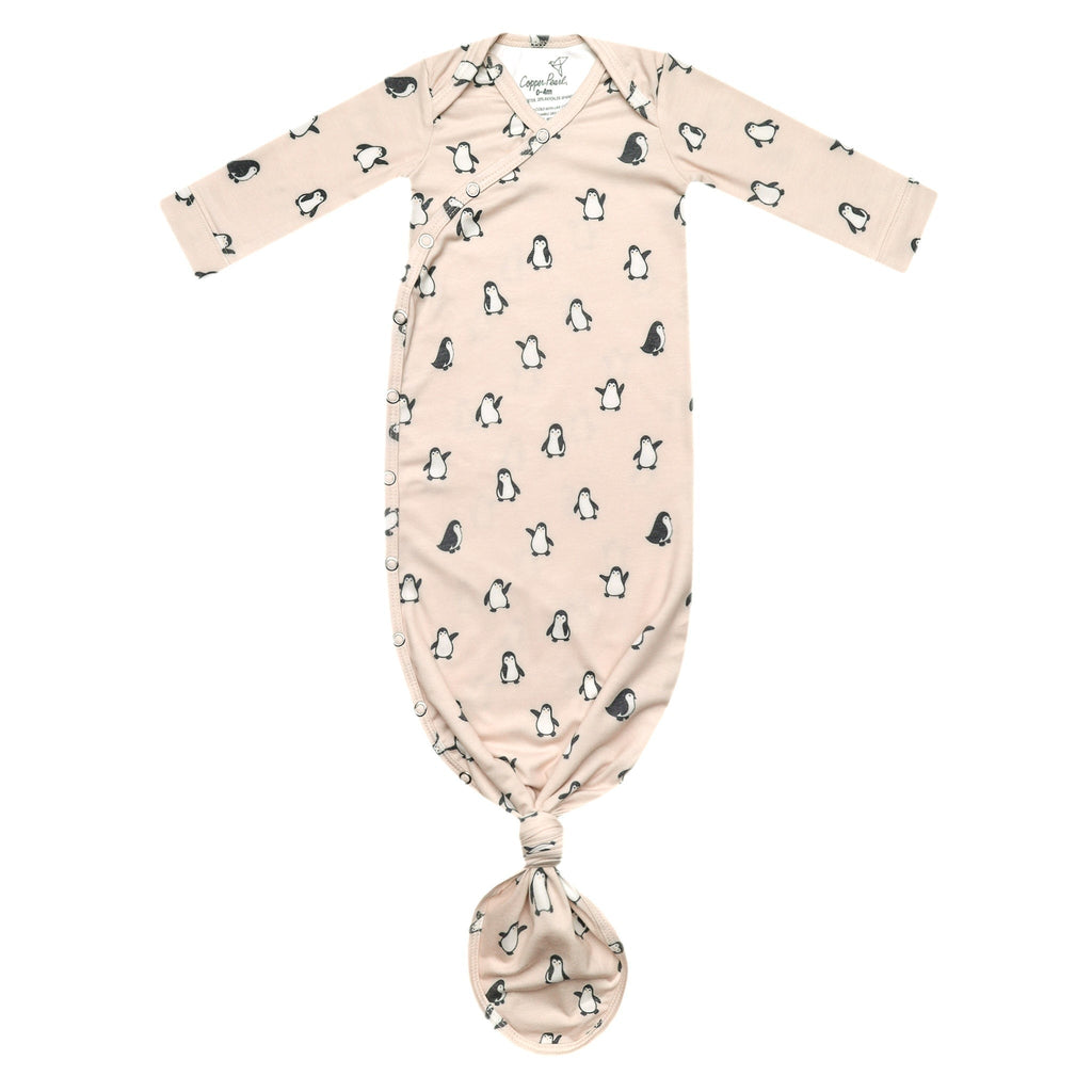 Newborn Knotted Gown - Penguins