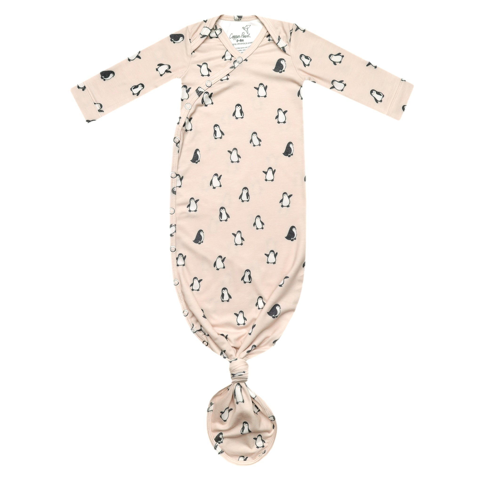 Newborn Knotted Gown - Penguins