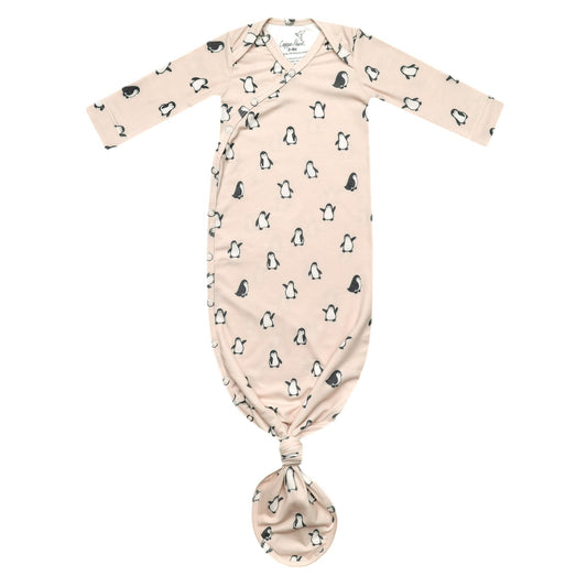 Newborn Knotted Gown - Penguins