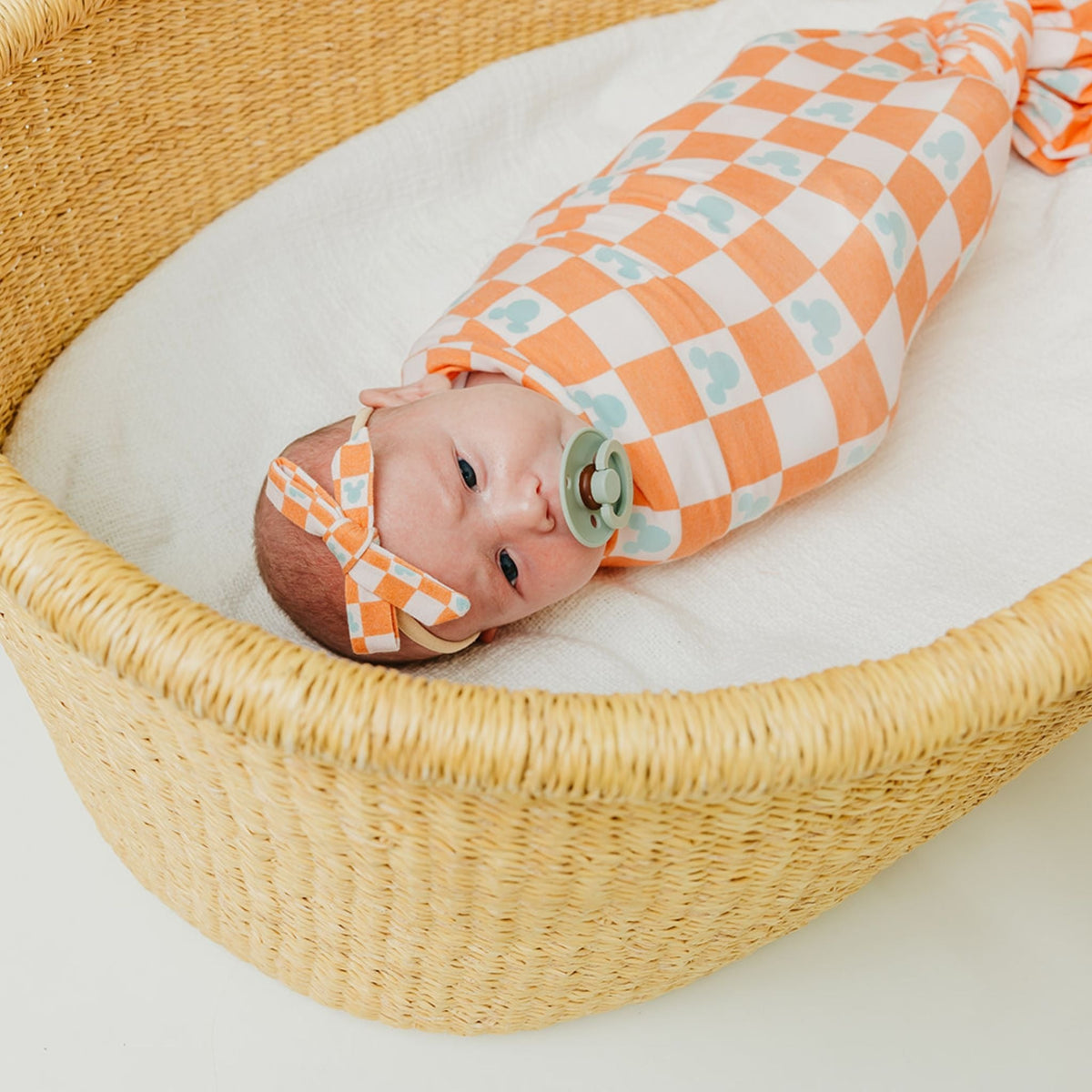 Ribbon Baby Bow - Mickey Mouse Check
