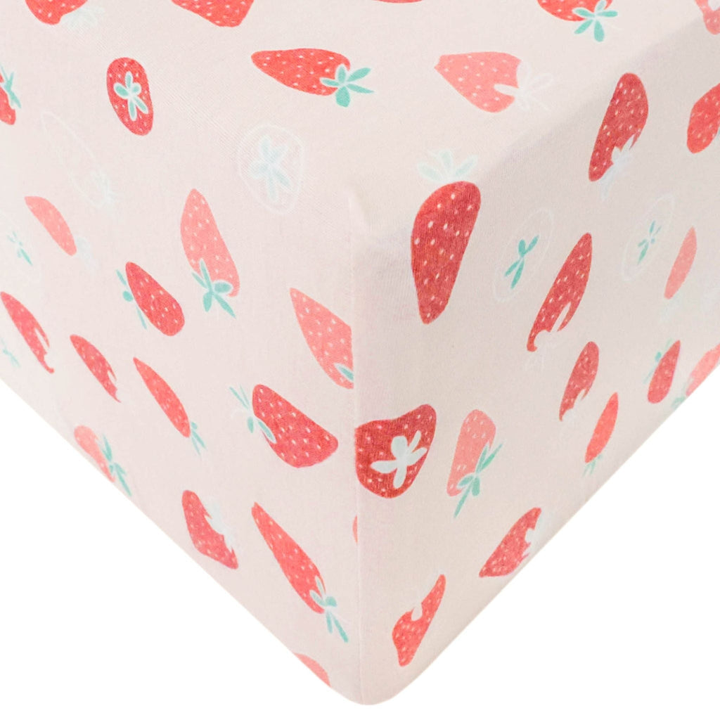 Premium Knit Fitted Crib Sheet - Strawberry