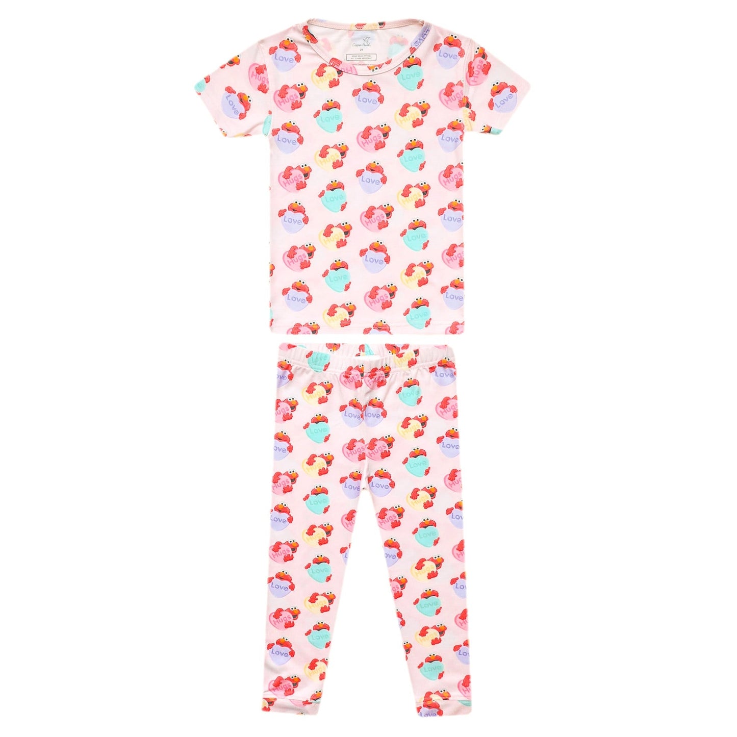 2 Piece Short Sleeve with Pants Pajama Set - Elmo Heart Candies