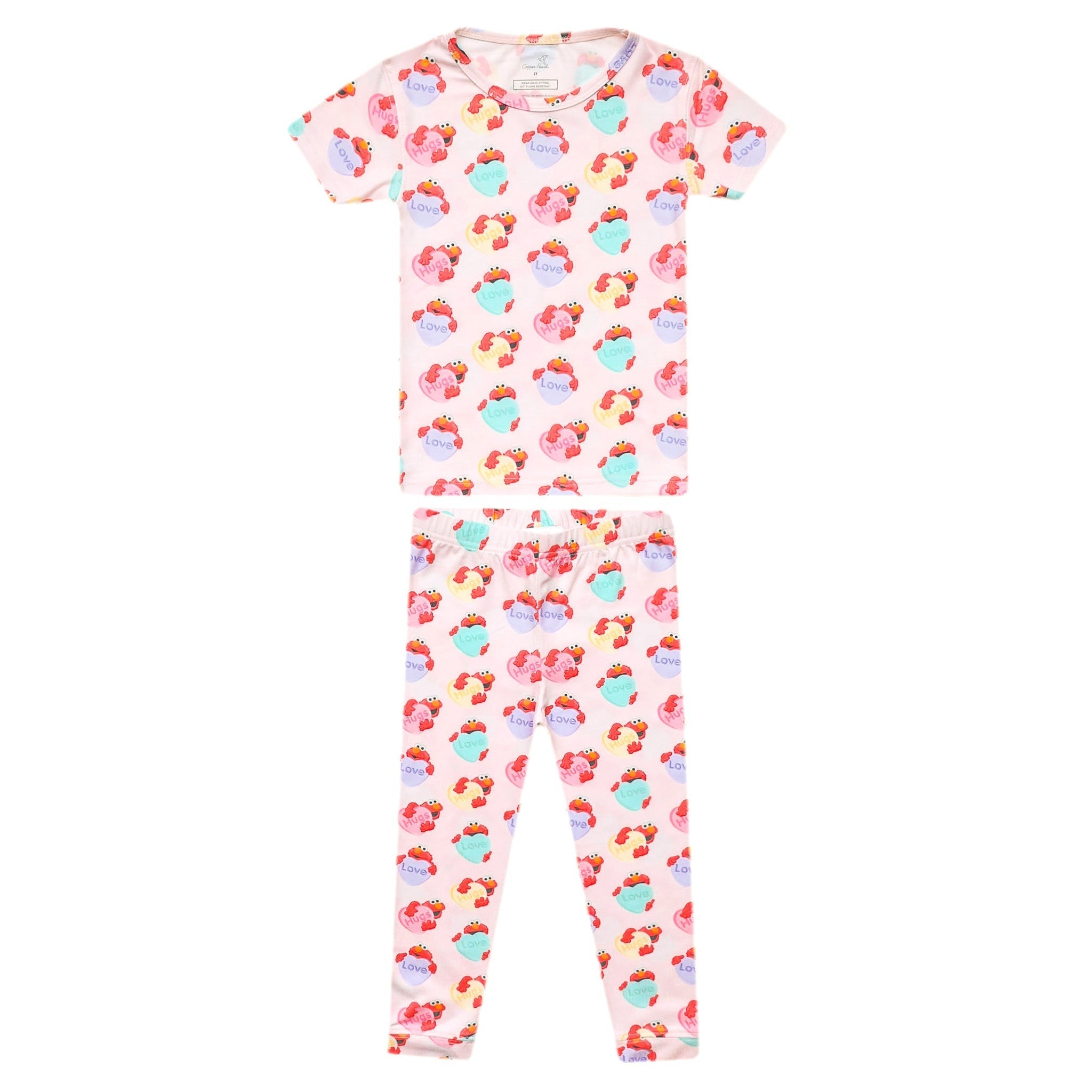 2 Piece Short Sleeve with Pants Pajama Set - Elmo Heart Candies