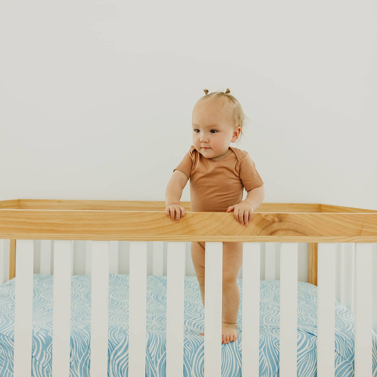Premium Knit Fitted Crib Sheet - Surf