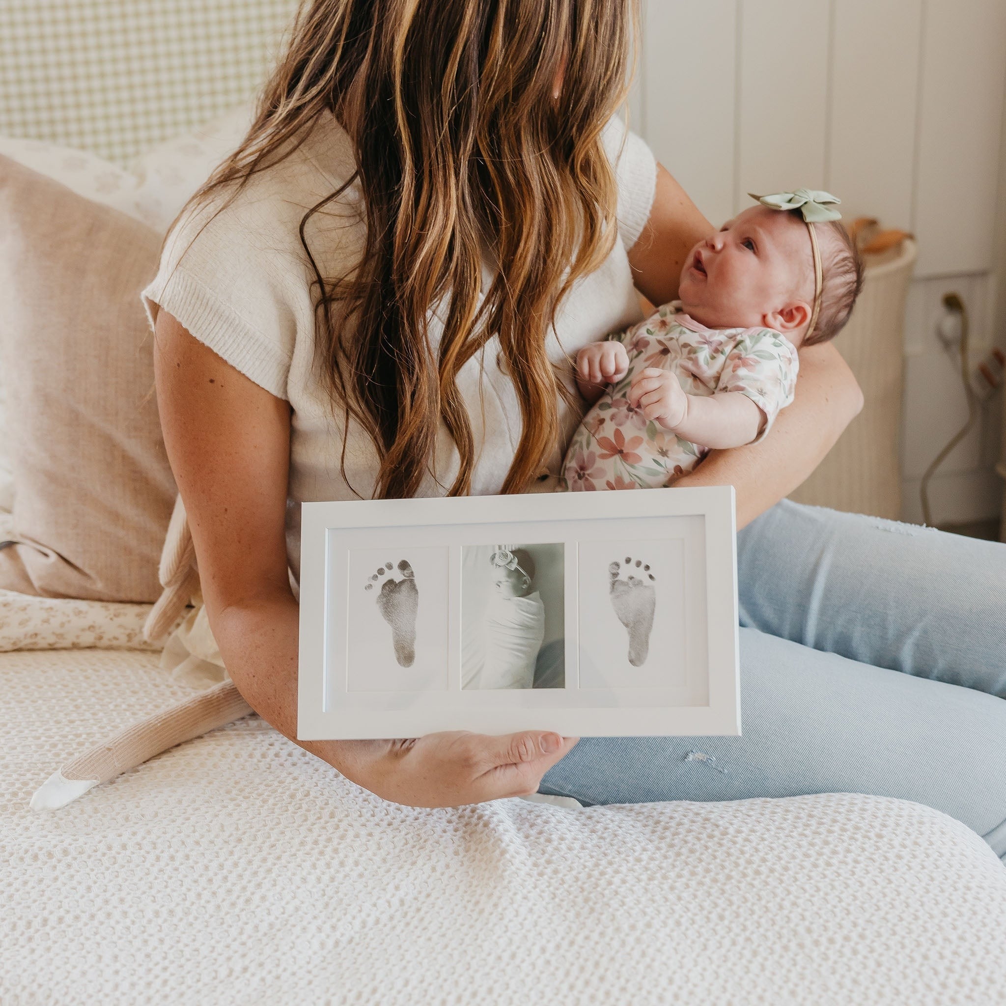 Matte White DIY Handprint & Footprint Kit with Frame