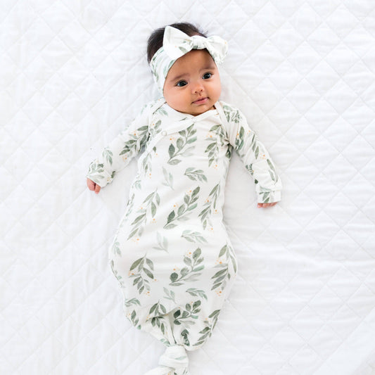 Newborn Knotted Gown - Fern