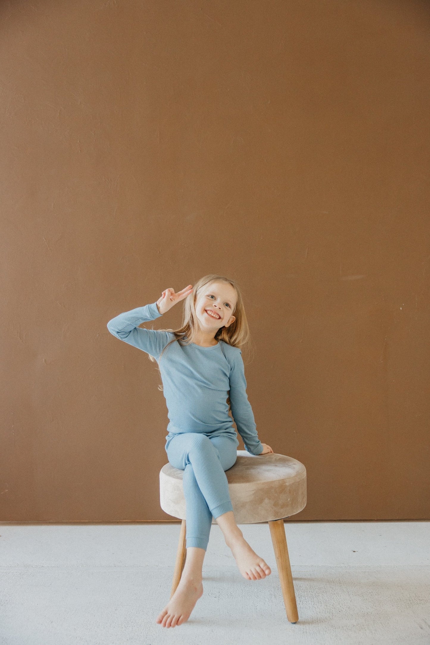2pc Rib Knit Long Sleeve Pajama Set - Atlantic