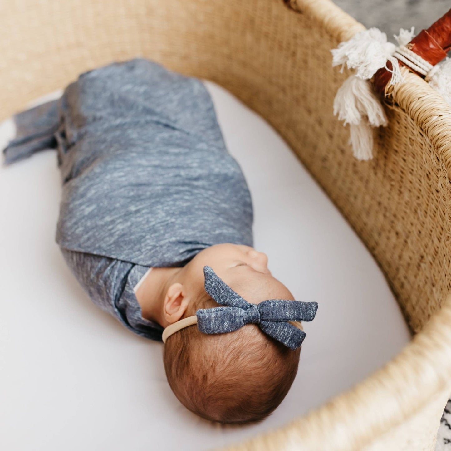 Ribbon Baby Bow - Denim
