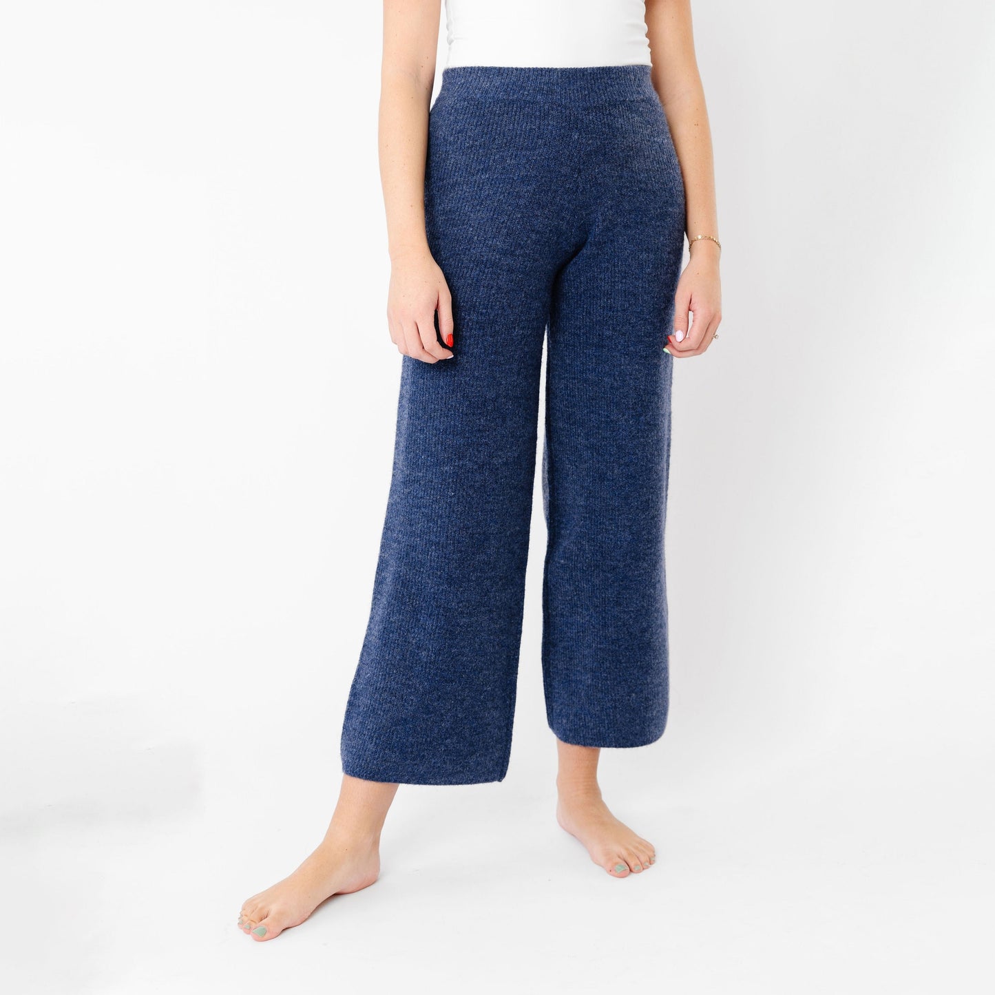 Women's Luxe Wide Leg Sweater Pant - Navy