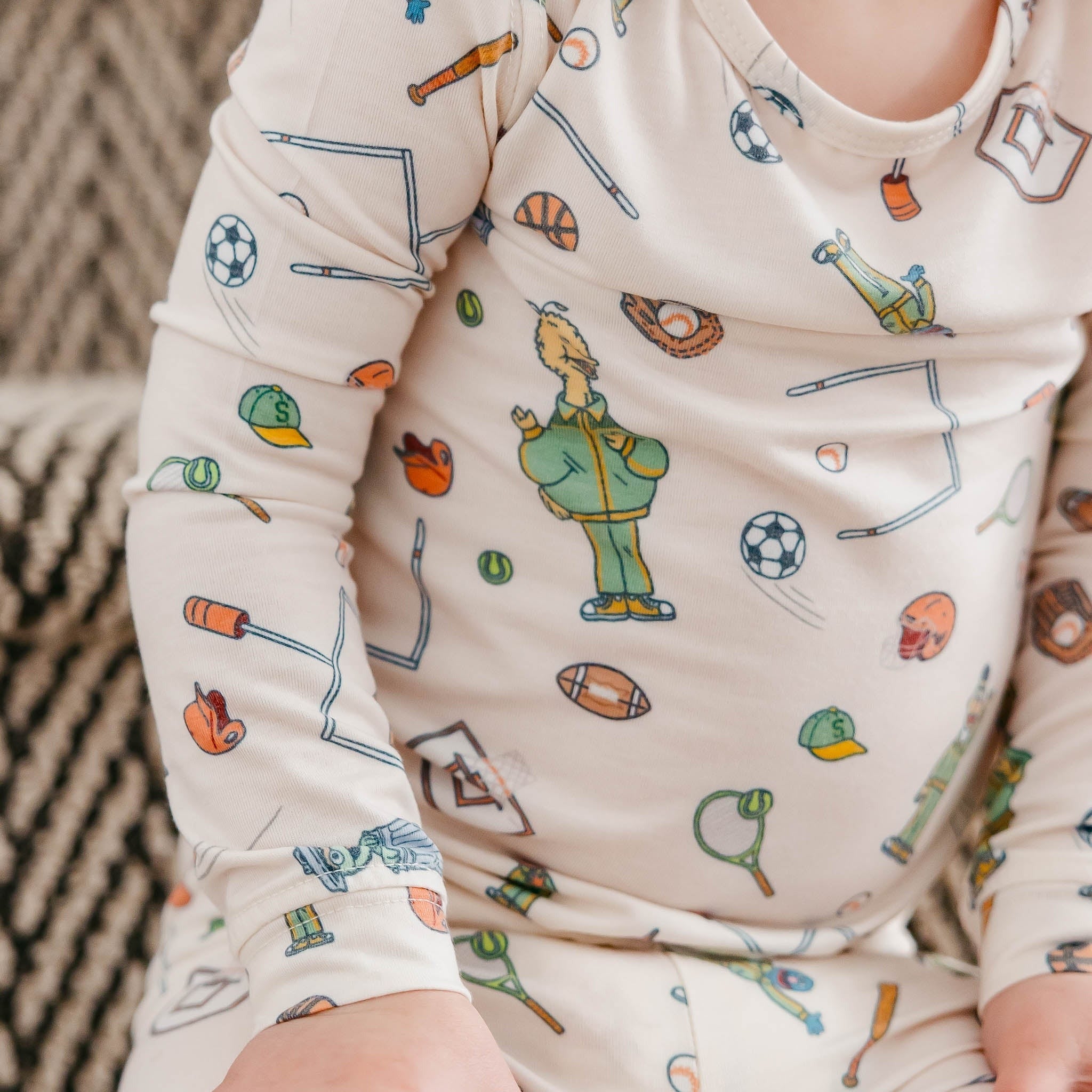 2pc Long Sleeve Pajama Set - Sesame Street Varsity Friends