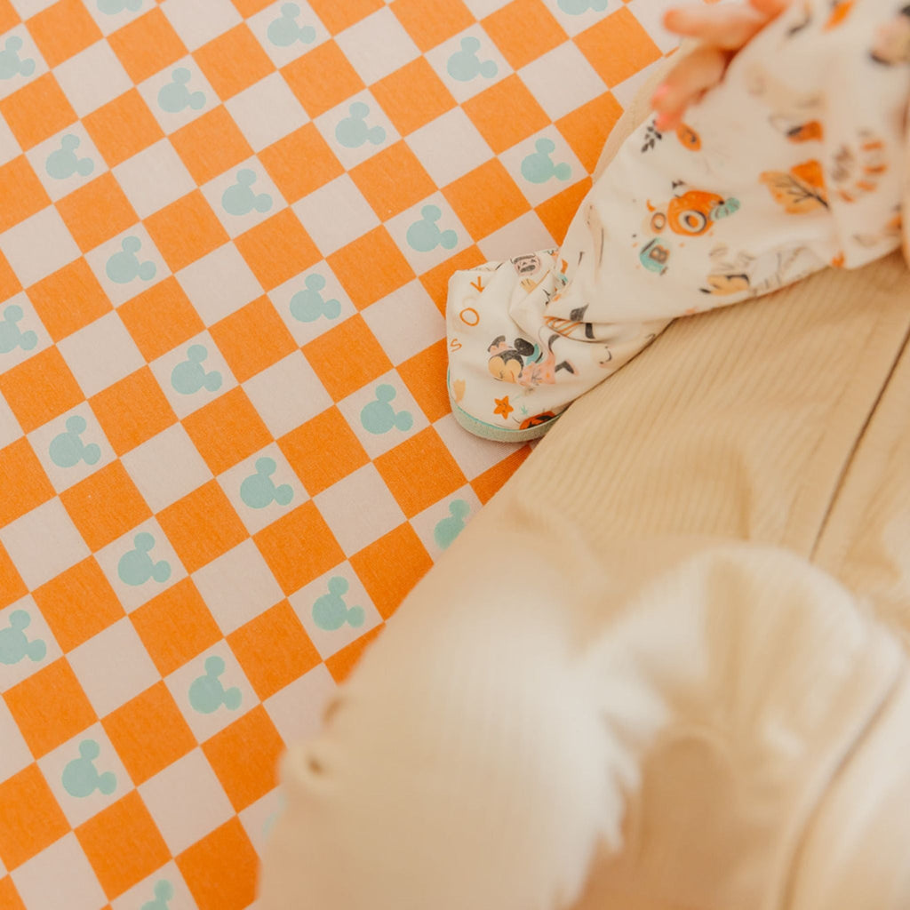 Premium Knit Fitted Crib Sheet - Mickey Mouse Check