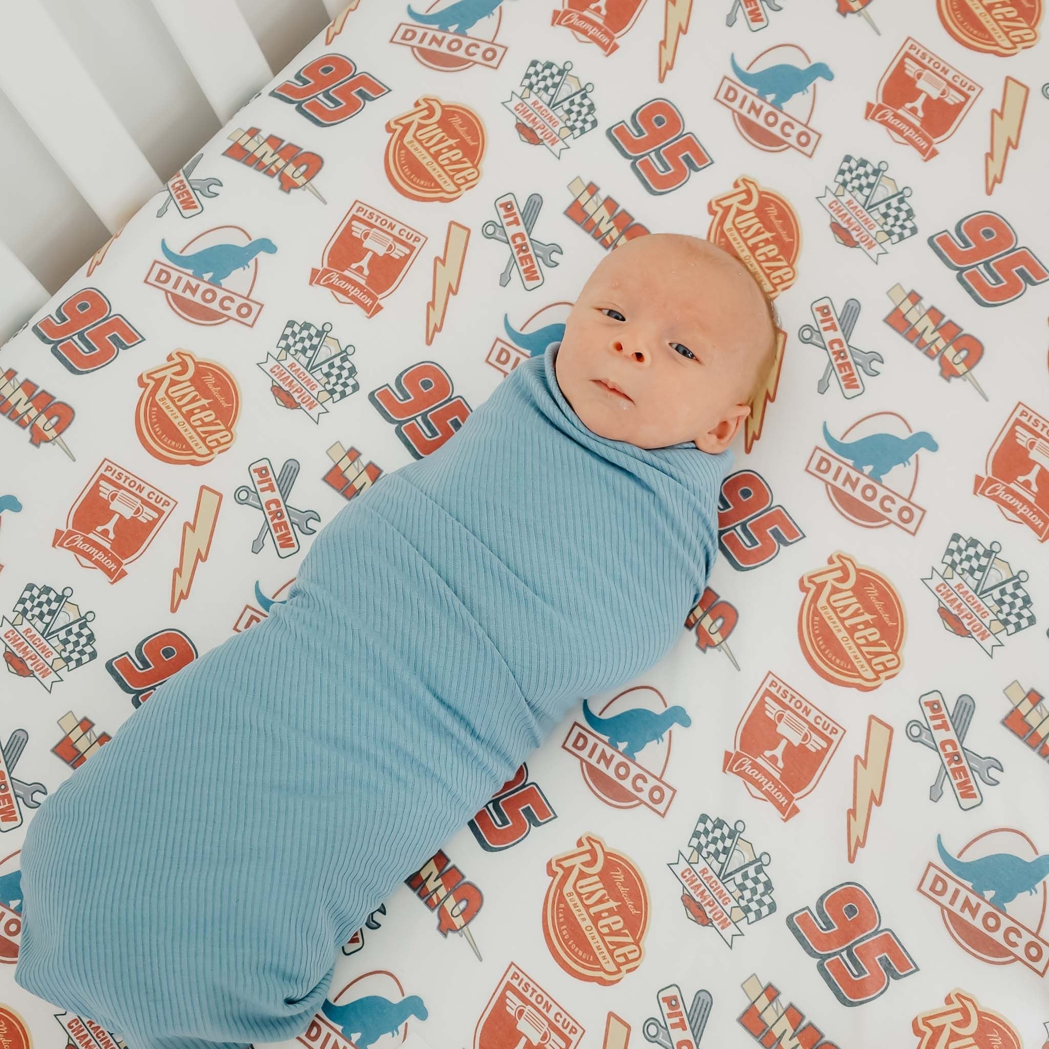 Premium Knit Fitted Crib Sheet - Disney Pixar Bumper Stickers