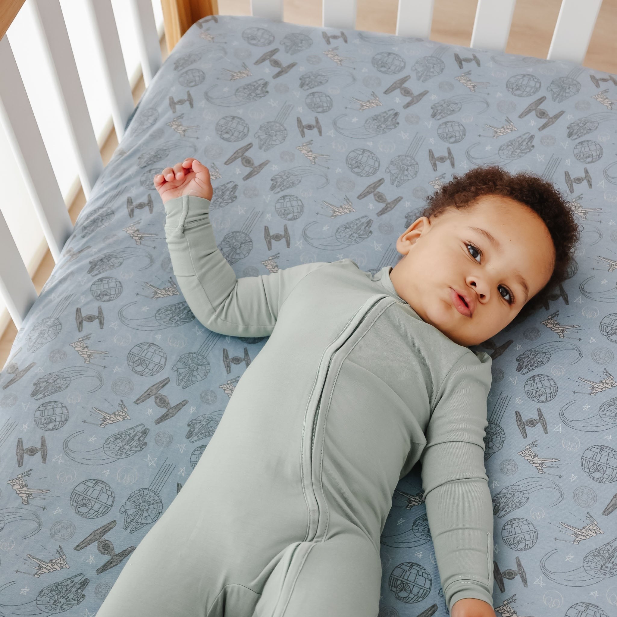 Premium Knit Fitted Crib Sheet - Starships
