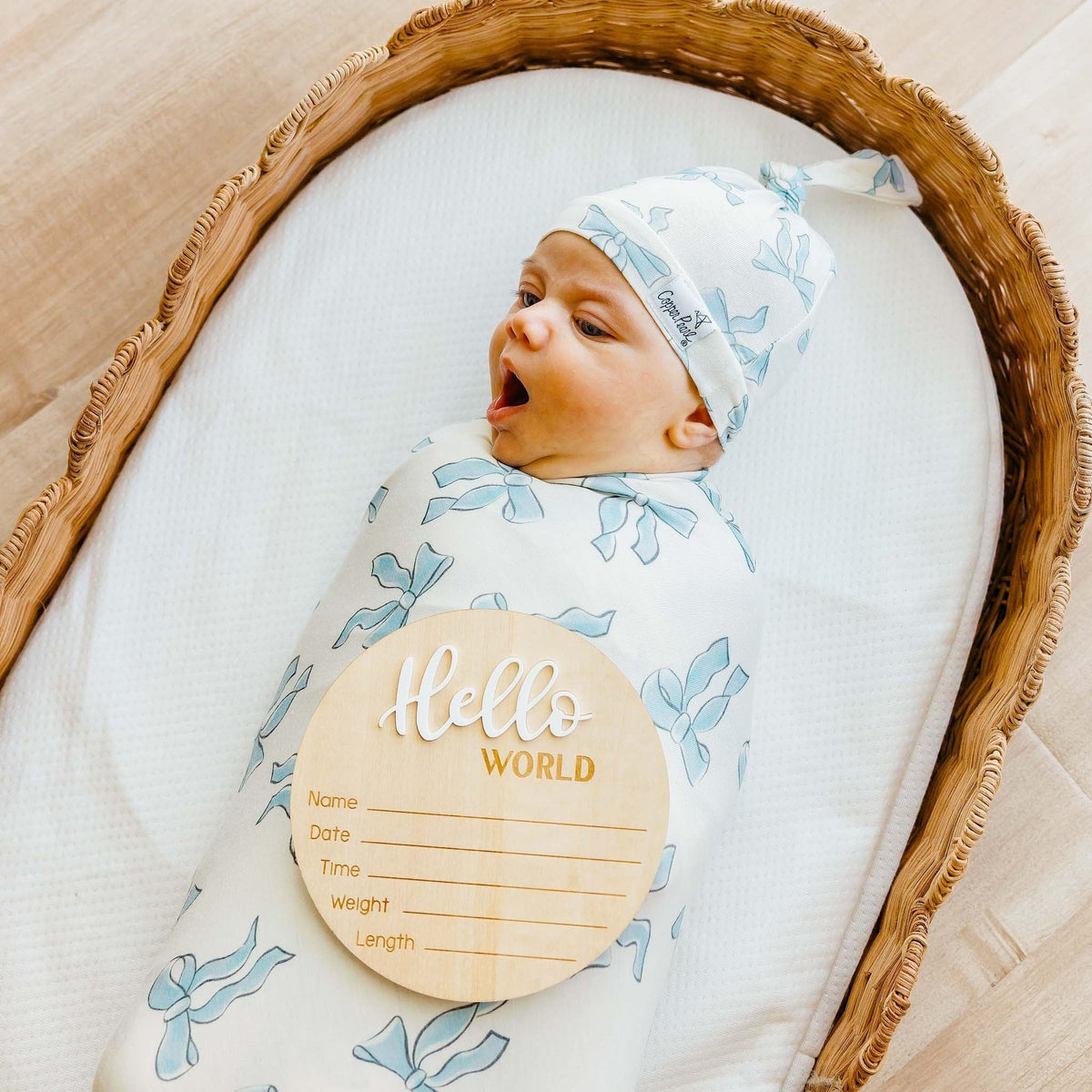 3D Acrylic Wooden Announcement Sign - Hello World