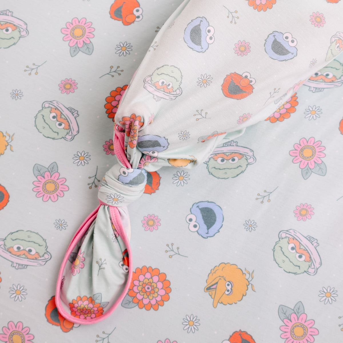 Newborn Knotted Gown - Sesame Street Retro Floral