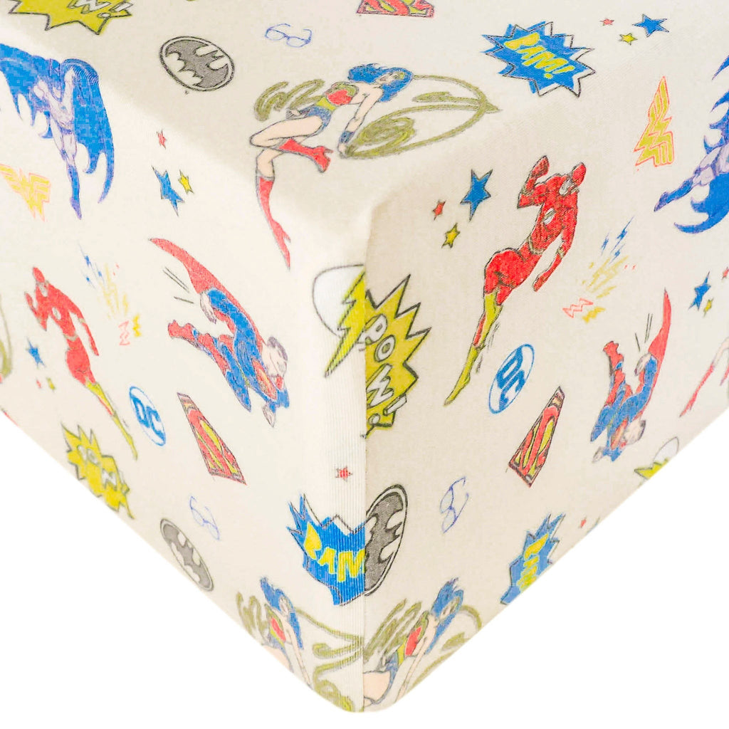 Premium Knit Fitted Crib Sheet - Justice League
