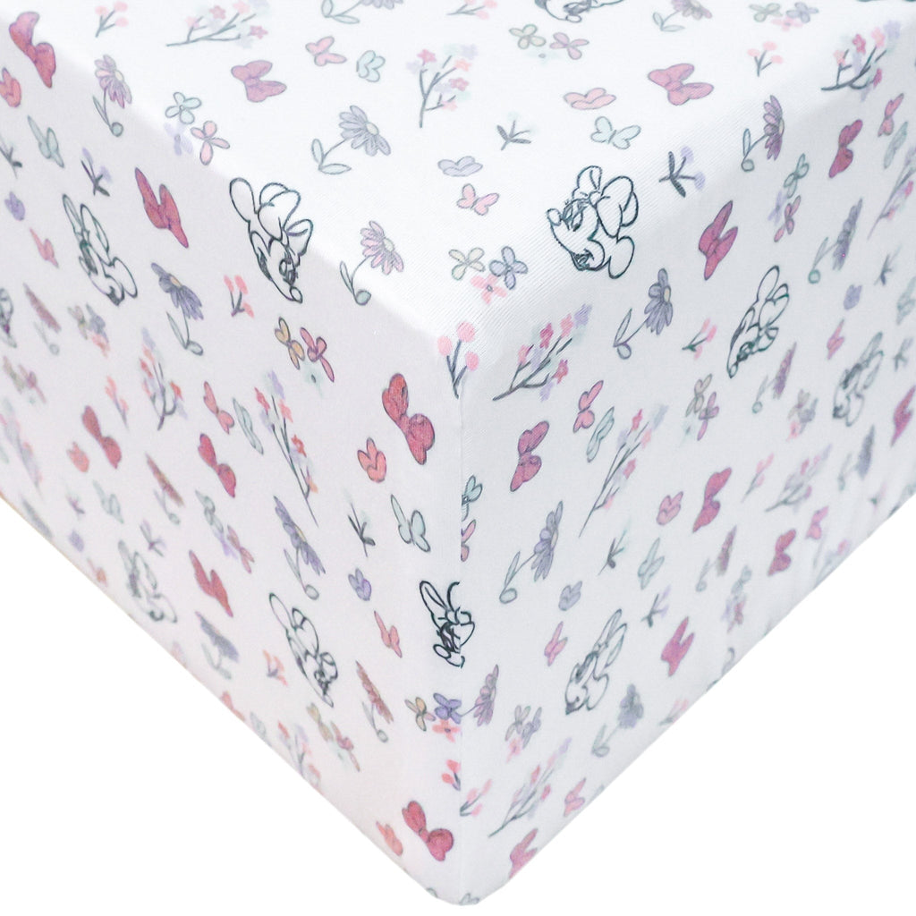 Premium Knit Fitted Crib Sheet - Minnie Mouse's Bowquet
