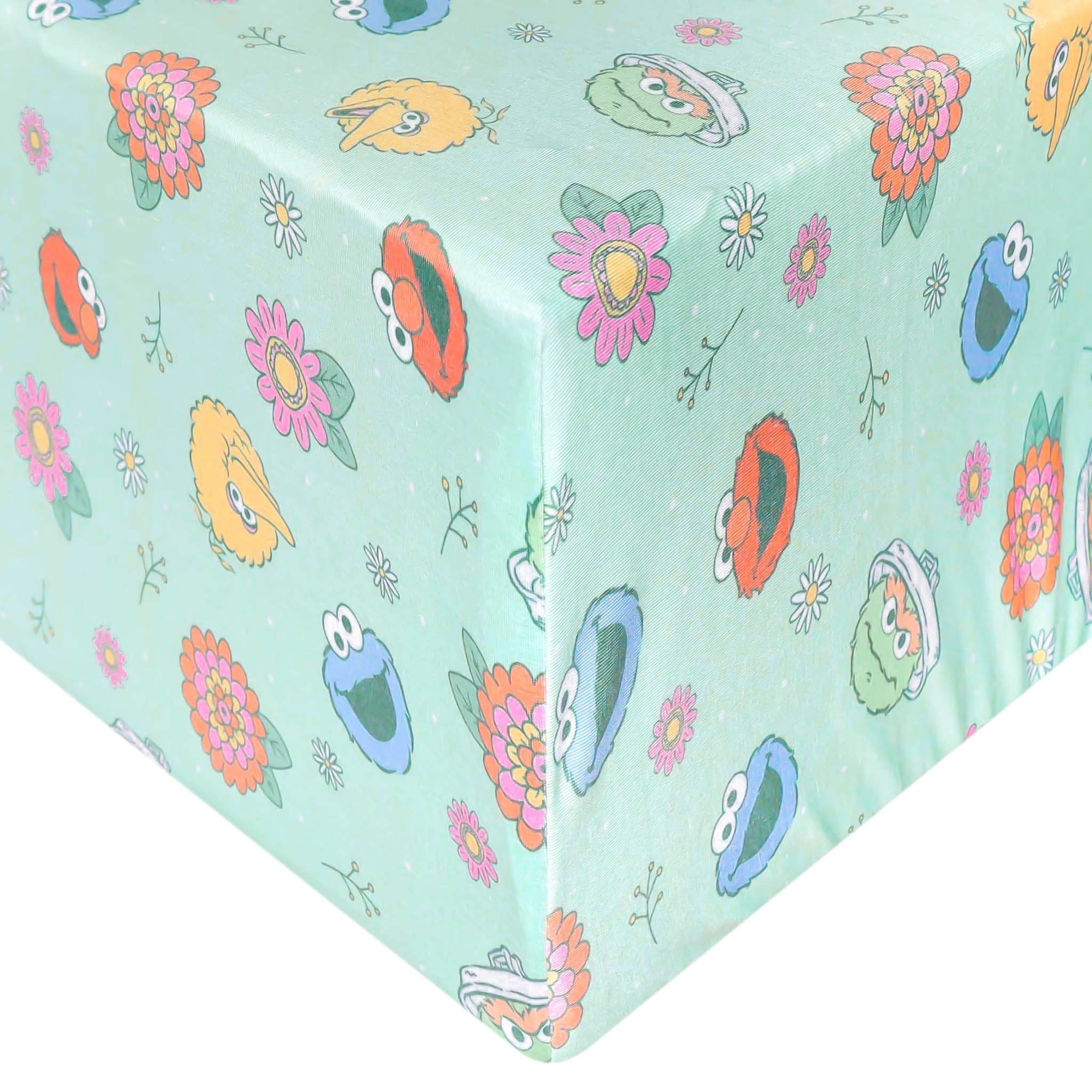 Premium Knit Fitted Crib Sheet - Sesame Street Retro Floral