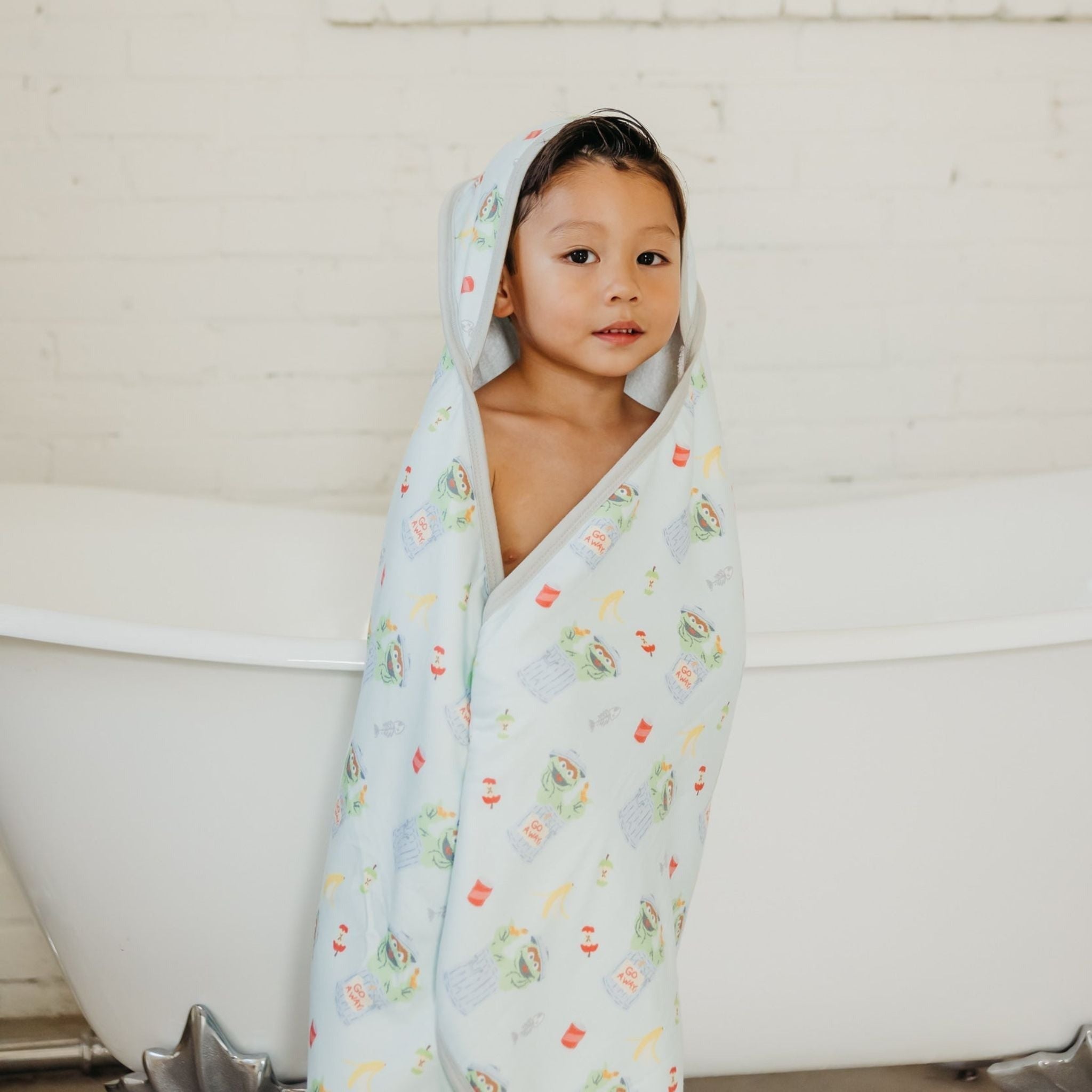 Premium Baby Knit Hooded Towel - Oscar the Grouch