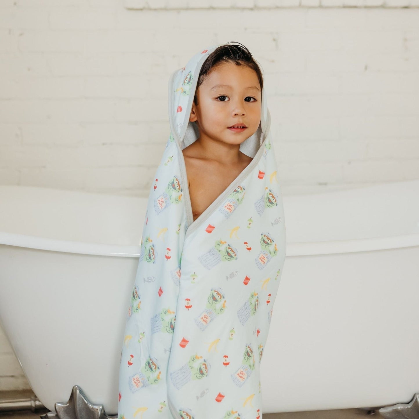 Premium Baby Knit Hooded Towel - Oscar the Grouch